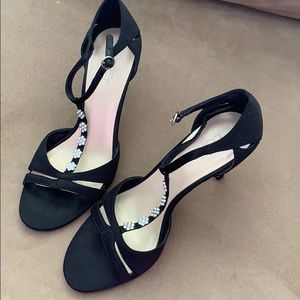 Black Satin & Rhinestone LOFT Heels